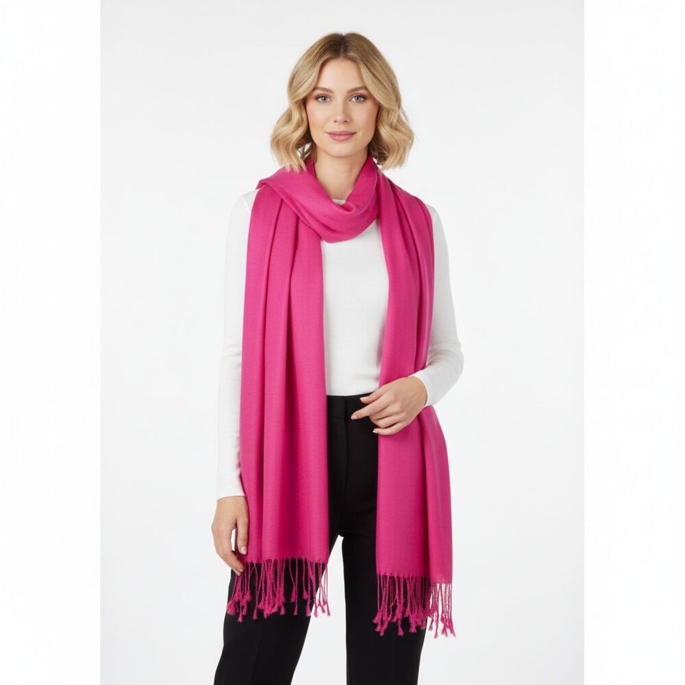 Pashmina Hot Pink Rectangular Thin Knit Scarve Scarf